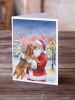 Bloodhound with Santa Claus Greeting Cards Pack of 8 Blank Cards with Envelopes Whimsical A7 Size 5x7
