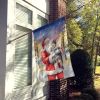 Keeshond with Santa Claus House Flag Large Porch Sleeve Pole Decorative Outside Yard Banner Artwork Wall Hanging, Polyester, House Size, Multicolor