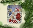 Maltipoo with Santa Claus Porcelain Ornament Christmas Tree Hanging Decorations for Home Christmas Holiday, Rectangle, Gift, Multicolor