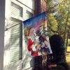 Bernese Mountain Dog with Santa Claus House Flag Large Porch Sleeve Pole Decorative Outside Yard Banner Artwork Wall Hanging, Polyester, House Size