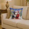 Doberman Pinscher with Santa Claus Throw Pillow Decorative Indoor Outdoor Accent Cushion for Couch, Bed or Patio, 14Hx14W