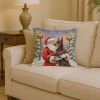 Fawn Doberman Pinscher with Santa Claus Throw Pillow Decorative Indoor Outdoor Accent Cushion for Couch, Bed or Patio, 14Hx14W