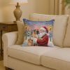 Boxer with Santa Claus Throw Pillow Decorative Indoor Outdoor Accent Cushion for Couch, Bed or Patio, 14Hx14W