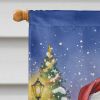 Black Pug with Santa Claus House Flag Large Porch Sleeve Pole Decorative Outside Yard Banner Artwork Wall Hanging, Polyester, House Size, Multicolor