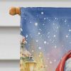 Keeshond with Santa Claus House Flag Large Porch Sleeve Pole Decorative Outside Yard Banner Artwork Wall Hanging, Polyester, House Size, Multicolor