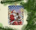 German Wirehaired Pointer with Santa Claus Porcelain Ornament Christmas Tree Hanging Decorations for Home Christmas Holiday, Rectangle, Gift