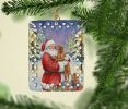 Vizsla with Santa Claus Porcelain Ornament Christmas Tree Hanging Decorations for Home Christmas Holiday, Rectangle, Gift, Multicolor