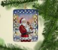 Welsh Springer Spaniel with Santa Claus Porcelain Ornament Christmas Tree Hanging Decorations for Home Christmas Holiday, Rectangle, Gift, Multicolor