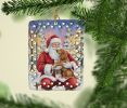 Boykin Spaniel with Santa Claus Porcelain Ornament Christmas Tree Hanging Decorations for Home Christmas Holiday, Rectangle, Gift, Multicolor