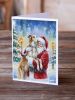 Borzoi/ with Santa Claus Greeting Cards Pack of 8 Blank Cards with Envelopes Whimsical A7 Size 5x7