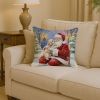 Maltipoo with Santa Claus Throw Pillow Decorative Indoor Outdoor Accent Cushion for Couch, Bed or Patio, 14Hx14W