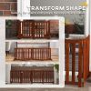 Brown Foldable Dog Gate with Door 4 Panels Free-standing Pet Gate for Home Safety Control