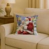 Maltipoo with Santa Claus Throw Pillow Decorative Indoor Outdoor Accent Cushion for Couch, Bed or Patio, 18Hx18W