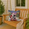 Black Pug with Santa Claus Throw Pillow Decorative Indoor Outdoor Accent Cushion for Couch, Bed or Patio, 18Hx18W