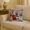 Chocolate Labradoodle with Santa Claus Throw Pillow Decorative Indoor Outdoor Accent Cushion for Couch, Bed or Patio, 18Hx18W