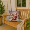 Labradoodle with Santa Claus Throw Pillow Decorative Indoor Outdoor Accent Cushion for Couch, Bed or Patio, 18Hx18W