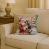 German Shepherd with Santa Claus Throw Pillow Decorative Indoor Outdoor Accent Cushion for Couch, Bed or Patio, 18Hx18W