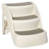 Portable pet staircase, foldable steps with non slip pedals, cream