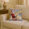 Yellow Labrador Retriever with Santa Claus Throw Pillow Decorative Indoor Outdoor Accent Cushion for Couch, Bed or Patio, 18Hx18W