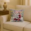 Samoyed with Santa Claus Throw Pillow Decorative Indoor Outdoor Accent Cushion for Couch, Bed or Patio, 18Hx18W