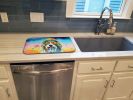 Bearded Collie Hippie Dawg Dish Drying Mat Absorbent Dish Drying Mat Pad for Kitchen Counter Dish Drainer Mat for Countertop, 14 x 21", Multicolor