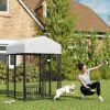 Welded Wire Outdoor Dog Kennel with 360Â° Rotating & 4 Levels Adjustable Bowls, Waterproof Cover, 3.9' x 3.9' x 6