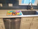 Golden Retriever Hippie Dawg Dish Drying Mat Absorbent Dish Drying Mat Pad for Kitchen Counter Dish Drainer Mat for Countertop, 14 x 21", Multicolor