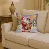 Saint Bernard with Santa Claus Throw Pillow Decorative Indoor Outdoor Accent Cushion for Couch, Bed or Patio, 14Hx14W
