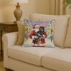 Rottweiler with Santa Claus Throw Pillow Decorative Indoor Outdoor Accent Cushion for Couch, Bed or Patio, 14Hx14W