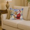 Shar Pei with Santa Claus Throw Pillow Decorative Indoor Outdoor Accent Cushion for Couch, Bed or Patio, 14Hx14W