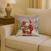 Redbone Coonhound with Santa Claus Throw Pillow Decorative Indoor Outdoor Accent Cushion for Couch, Bed or Patio, 18Hx18W