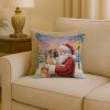 Boxer with Santa Claus Throw Pillow Decorative Indoor Outdoor Accent Cushion for Couch, Bed or Patio, 18Hx18W