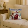 Dachshund with Santa Claus Throw Pillow Decorative Indoor Outdoor Accent Cushion for Couch, Bed or Patio, 18Hx18W