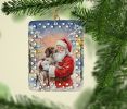 German Shorthaired Pointer with Santa Claus Porcelain Ornament Christmas Tree Hanging Decorations for Home Christmas Holiday, Rectangle, Gift