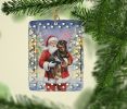 Rottweiler with Santa Claus Porcelain Ornament Christmas Tree Hanging Decorations for Home Christmas Holiday, Rectangle, Gift, Multicolor