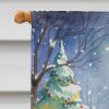 Pomeranian with Santa Claus House Flag Large Porch Sleeve Pole Decorative Outside Yard Banner Artwork Wall Hanging, Polyester, House Size, Multicolor