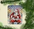 Japanese Chin with Santa Claus Porcelain Ornament Christmas Tree Hanging Decorations for Home Christmas Holiday, Rectangle, Gift, Multicolor