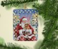 Brussels Griffon with Santa Claus Porcelain Ornament Christmas Tree Hanging Decorations for Home Christmas Holiday, Rectangle, Gift, Multicolor
