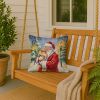 Pomeranian with Santa Claus Throw Pillow Decorative Indoor Outdoor Accent Cushion for Couch, Bed or Patio, 18Hx18W