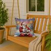Red Miniature Pinscher with Santa Claus Throw Pillow Decorative Indoor Outdoor Accent Cushion for Couch, Bed or Patio, 18Hx18W