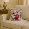 German Shorthaired Pointer with Santa Claus Throw Pillow Decorative Indoor Outdoor Accent Cushion for Couch, Bed or Patio, 18Hx18W