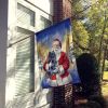 Black Pomeranian with Santa Claus House Flag Large Porch Sleeve Pole Decorative Outside Yard Banner Artwork Wall Hanging, Polyester, House Size