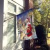 Bullmastiff with Santa Claus House Flag Large Porch Sleeve Pole Decorative Outside Yard Banner Artwork Wall Hanging, Polyester, House Size, Multicolor