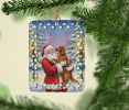 Irish Setter with Santa Claus Porcelain Ornament Christmas Tree Hanging Decorations for Home Christmas Holiday, Rectangle, Gift, Multicolor