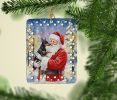 Manchester Terrier with Santa Claus Porcelain Ornament Christmas Tree Hanging Decorations for Home Christmas Holiday, Rectangle, Gift, Multicolor