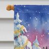Norwegian Elkhound with Santa Claus House Flag Large Porch Sleeve Pole Decorative Outside Yard Banner Artwork Wall Hanging, Polyester, House Size
