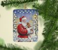 Cavalier Spaniel with Santa Claus Porcelain Ornament Christmas Tree Hanging Decorations for Home Christmas Holiday, Rectangle, Gift, Multicolor