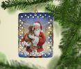 Wirehaired Pointing Griffon with Santa Claus Porcelain Ornament Christmas Tree Hanging Decorations for Home Christmas Holiday, Rectangle, Gift