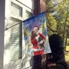 Chocolate Labrador Retriever with Santa Claus House Flag Large Porch Sleeve Pole Decorative Outside Yard Banner Artwork Wall Hanging, Polyester