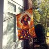 Dachshund Fall House Flag Large Porch Sleeve Pole Decorative Outside Yard Banner Artwork Wall Hanging, Polyester, House Size, Multicolor